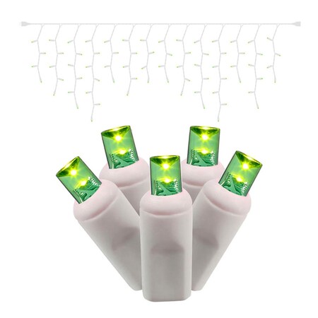 Vickerman 70 Lime Wide Angle LED Icicle Light on White Wire, 9 ft. Christmas Light Set X6W3333